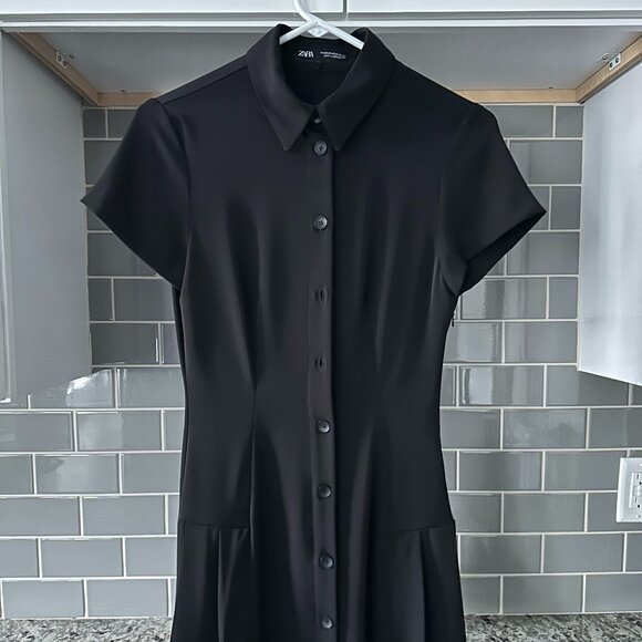Zara Black Women's Collared Mini Dress - Picture 2 of 6